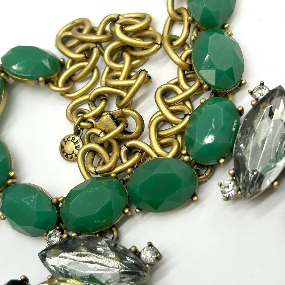 J. Crew Green and Burgundy Jeweled Necklace